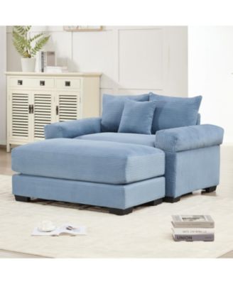  Oversized Cloud Modular Sectional Couch, Corduroy, Ottoman, Chaise - Blue