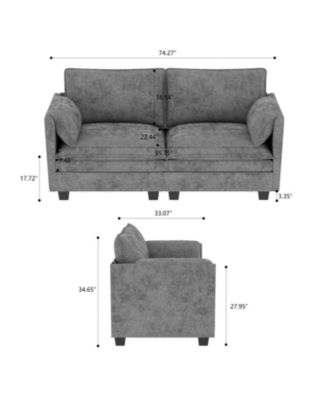 74" Loveseat Sofa - Mid Century Modern Couch for Small Spaces