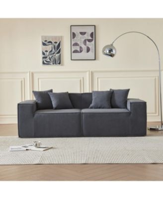 Corduroy Modular Loveseat Sofa - Compact Sectional Couch