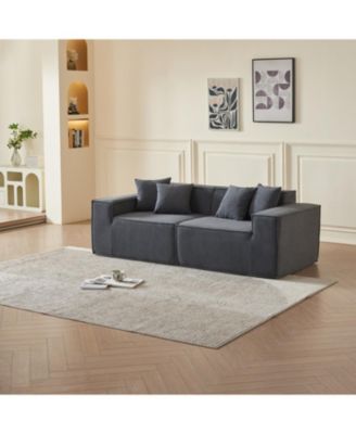 Corduroy Modular Loveseat Sofa - Compact Sectional Couch