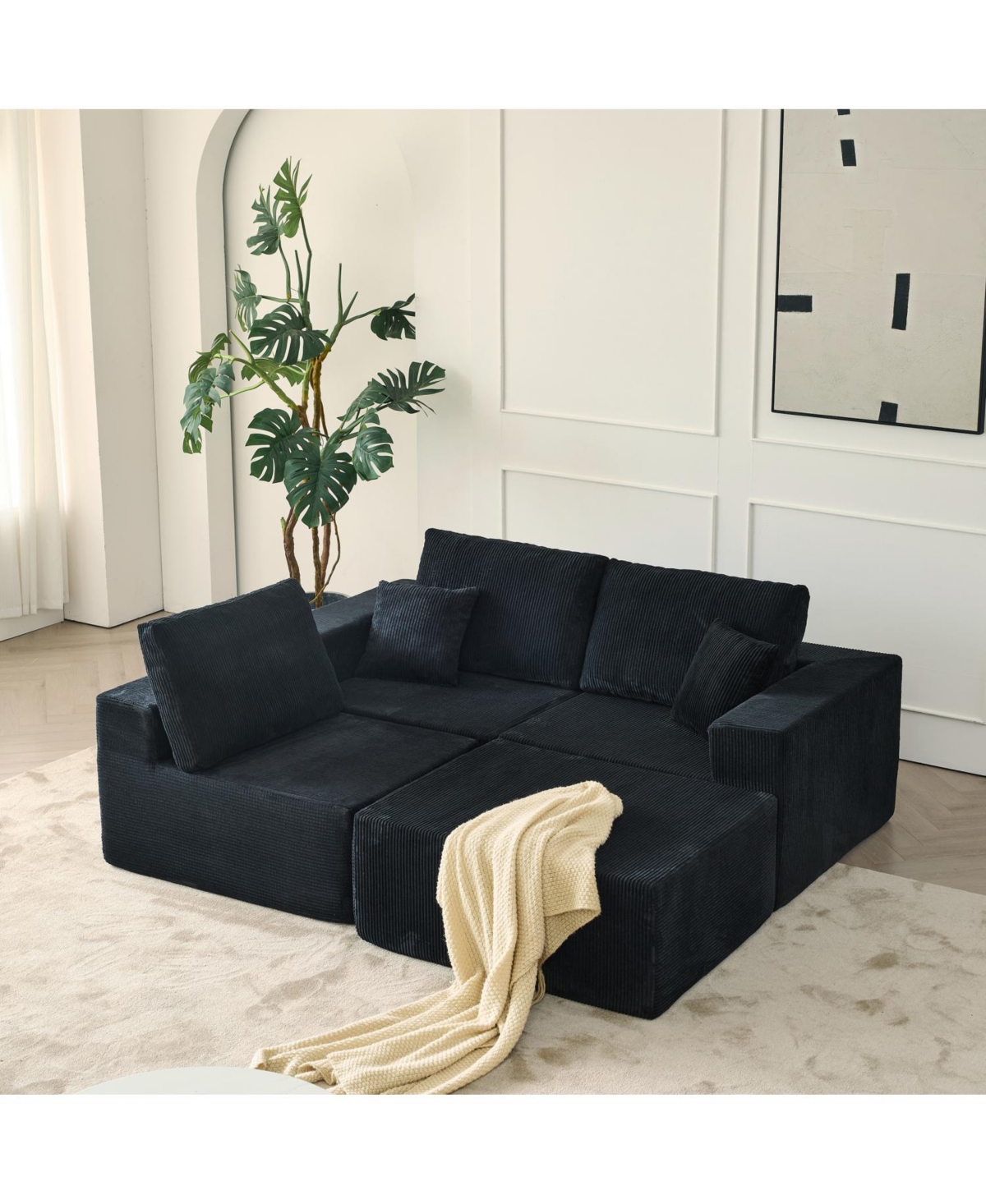 Streamdale Furniture 110" Cloud Modular Sectional Sofa w/ Ottoman & Pillows