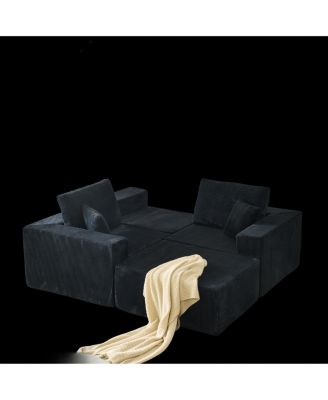 110" Cloud Modular Sectional Sofa w/ Ottoman & Pillows