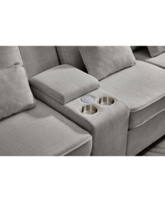 Streamdale 114" Sofa w/ Console, Cupholders, USB Ports, Pillows