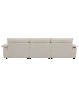 L-Shape Sectional Sofa w/ Ottoman, Charging, Cup Holder, Storage