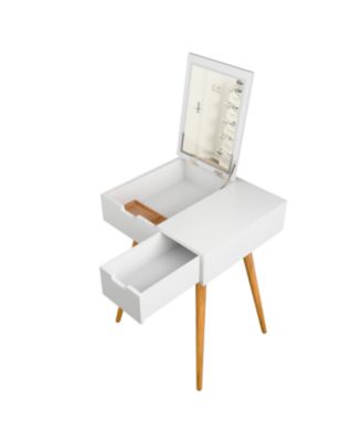 Makeup Vanity Table with Flip Top Mirror & 2 Drawers