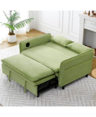 Green Multi-Functional Sofa Bed with Adjustable Armrests & Backrests