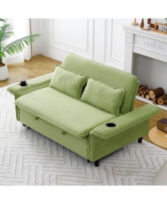 Green Multi-Functional Sofa Bed with Adjustable Armrests & Backrests