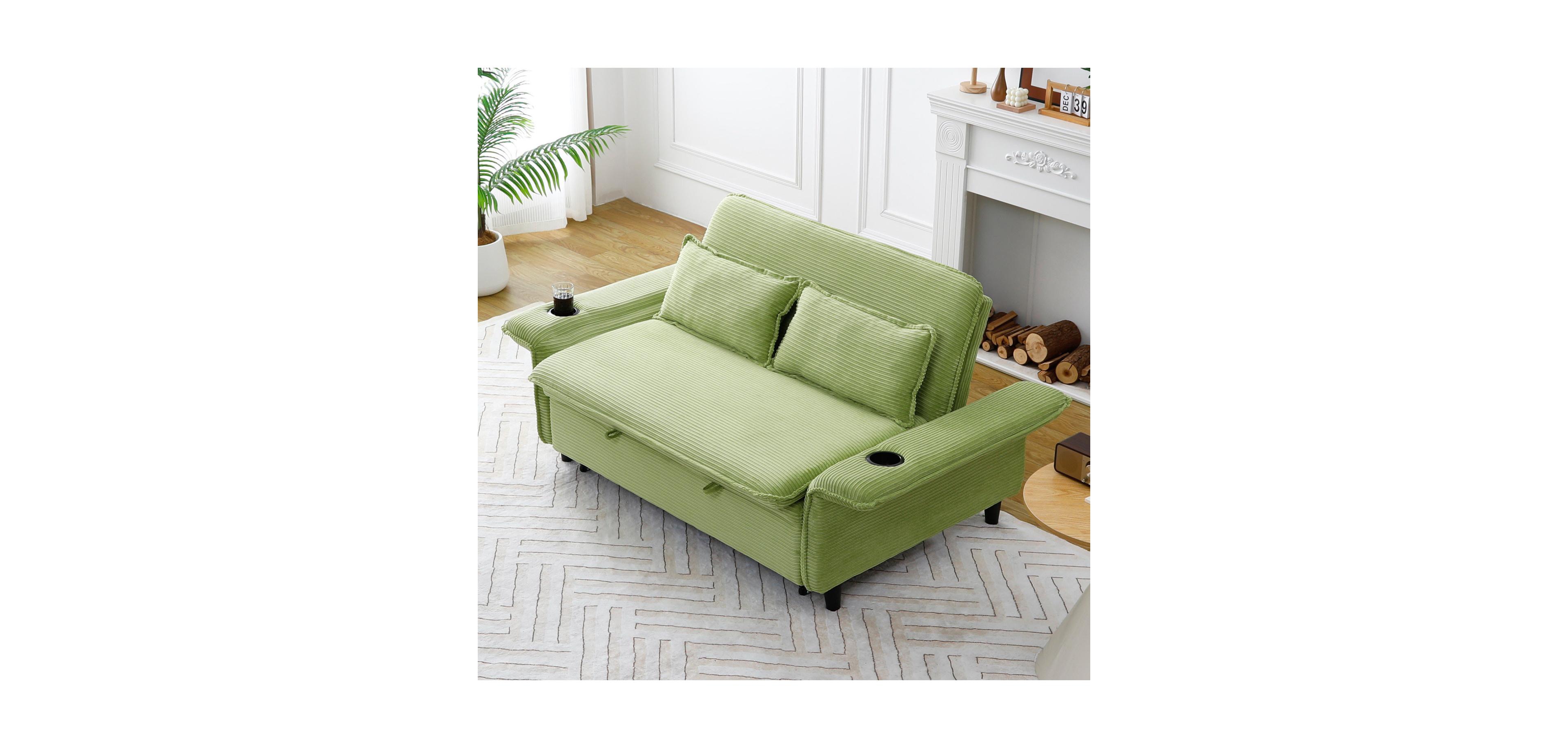 Streamdale Furniture Green Multi-Functional Sofa Bed with Adjustable Armrests & Backrests