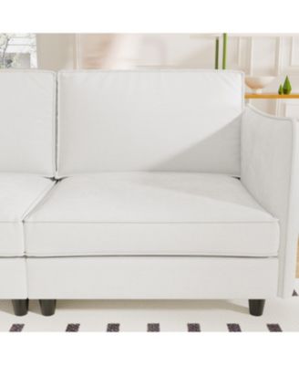 107.8" 3 Seater L-Shaped Sofa Couch with Ottoman & Pockets