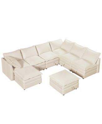 Streamdale Modular Sofa Bed with Storage & Faux Double-Layer Cushions