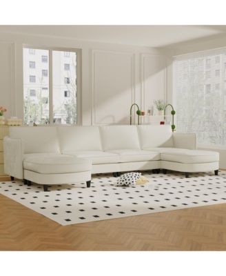 Streamdale 141.5" U-Shaped Sofa Couch with Ottoman & Pockets