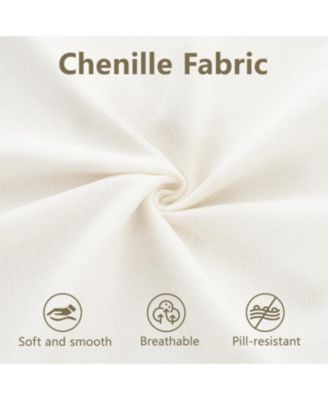 White Chenille Sofa with Storage Ottoman