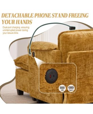 Oversized Sectional Sofa Cloud Couch w/ Ottoman, USB & Phone Holder