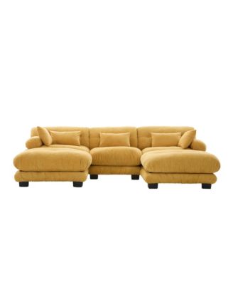 Pelletized Velvet Cloud Couch w/ 2 Ottomans & 3 Seater Sofa