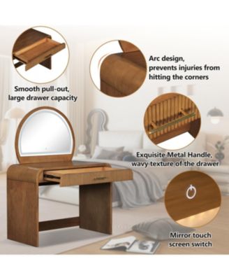 39" Lighted Mirror Vanity Table - Espresso