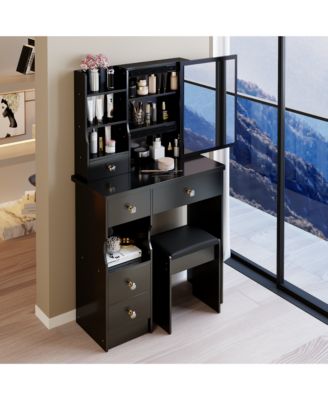 Table with Mirror, Stool, & Storage