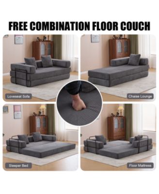  Corduroy Floor Sofa Bed - Dark Grey