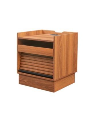 Streamdale Mid Century Nightstand with Charging & LED, 2 Drawers, Bedside/End Table, Black