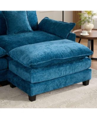  Cloud Sofa Single Seat, Modern Sectional, Chenille, Blue