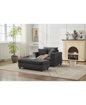 Chaise Lounge with Storage Ottoman & Pillows