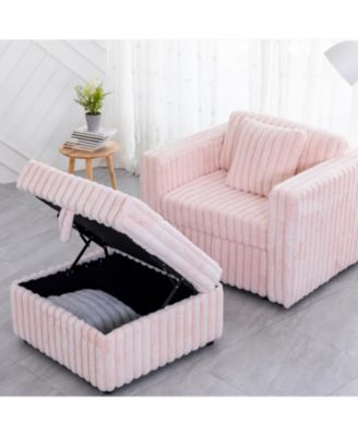 44.9" Pink Modular Sofa & Ottoman Set - Comfy & Stylish
