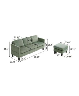 Corduroy Sofa- Modern Design, Easy Assembly - Olive Green