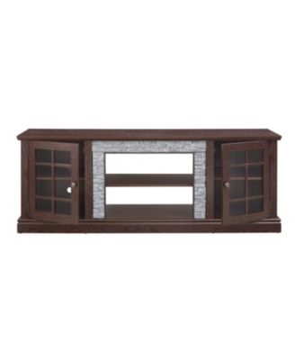 70" Modern TV Stand, Faux Stone Media Console, Cherry Entertainment Center