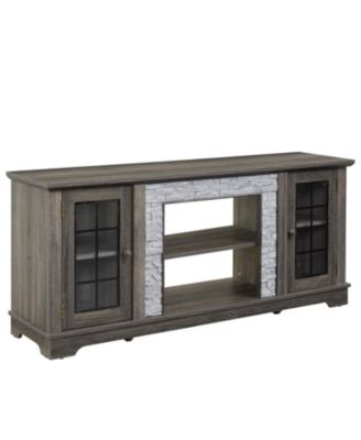 58" Modern Grey TV Stand with 2-Door Storage