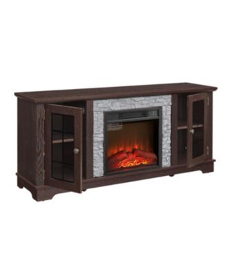  58" TV Stand with Fireplace & Storage - Cherry