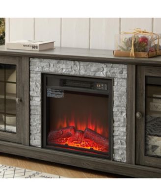 58" TV Stand with Fireplace, 2-Door Storage, Grey Media Console