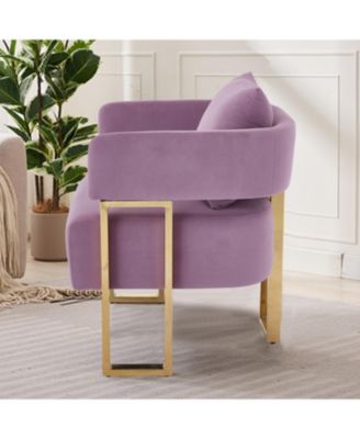 Modern Lilac Teddy Fleece Chair Gold Legs 2PCS