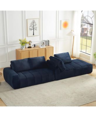 Faux Fur L-Shape Sectional Sofa Sleeper Couch