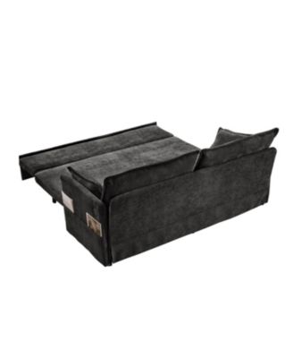 59.5" Chenille Sleeper Sofa Bed w/ Storage & USB Charging