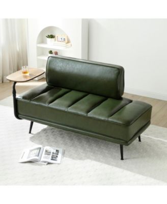 55" Green Faux Leather Bed Bench with Swivel Tray & Metal Legs