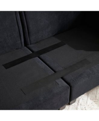  Oversized L-Shaped Sectional Sofa with Drop Down Table & Storage Ottoman