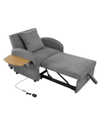 Convertible Chair Bed- 3-in-1 Pull-Out Sofa with USB & Desk
