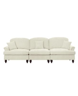 Streamdale Mid Century 3 Seater Chenille Sofa with Flared Arms & Spindle Legs