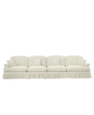 Elegant Mid-Century 4-Seater Chenille Sofa with Flared Arms