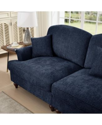 Blue Chenille Modular Sectional Sofa with Ottoman