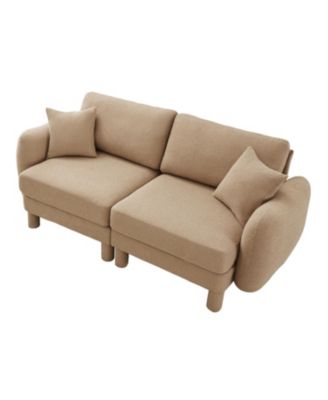 Boucle 2-Seater Loveseat Sofa - Shell Armrests, Coffee