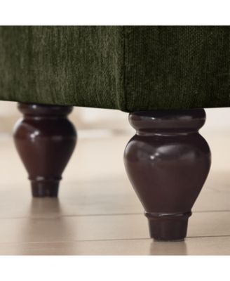 Mid Century Modular L-Shaped Sofa, Chenille, Ottoman, Green