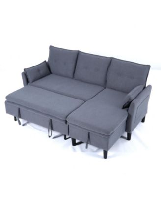 L-Shaped Reversible Sectional Sofa w/ Storage - Dark Grey