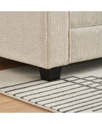 99" Cloud Sectional Sofa, Chenille L-Shape Couch with Ottoman, Beige