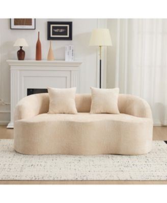 Curved Loveseat Sofa, Small Space Couch with 2 Pillows