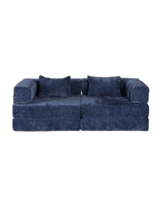 Compression Convertible Floor Sofa Bed Dark Blue