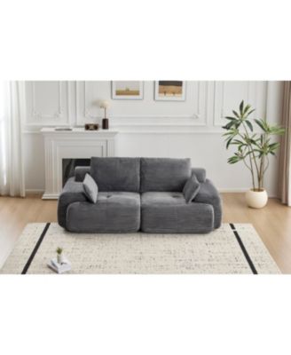 Modern Memory Foam 2-Seater Corduroy Sectional Sofa - Grey