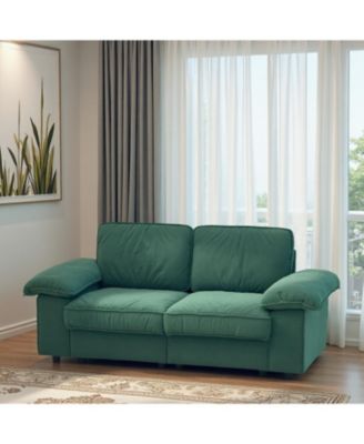 Green Velvet 79" Storage Loveseat - Modern Small Space Sofa