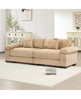 Oversized Cloud Modular Sectional Couch, Corduroy, Wide Armrests, Camel