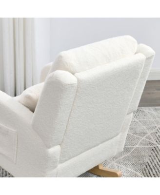 27.5" Modern Accent Rocker Armchair w/ Lumbar Pillow & Pockets