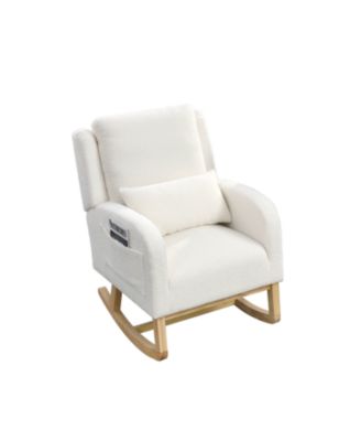 27.5" Modern Accent Rocker Armchair w/ Lumbar Pillow & Pockets